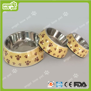 Classical Footprint Pattern Plastic Pet Dog Bowl